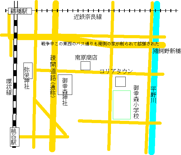 疎開道路の地図